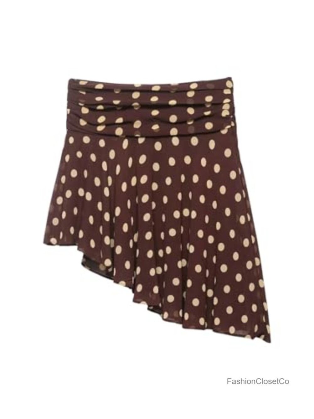 MakeMeChic Asymmetrical Ruched Polka Dot Mesh Mini Skirt Y2K Summer